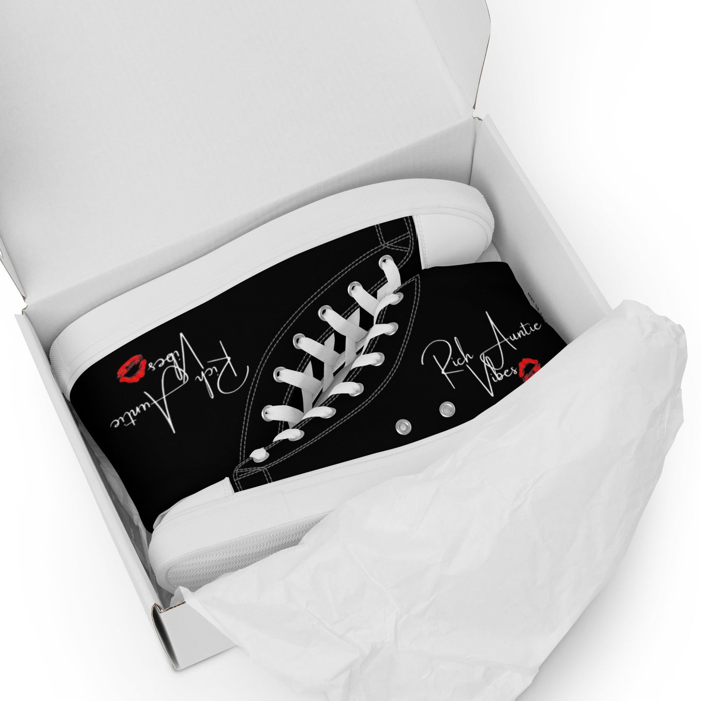 Rich Auntie Vibes Women’s high top canvas shoes - Catch This Tea Shirts