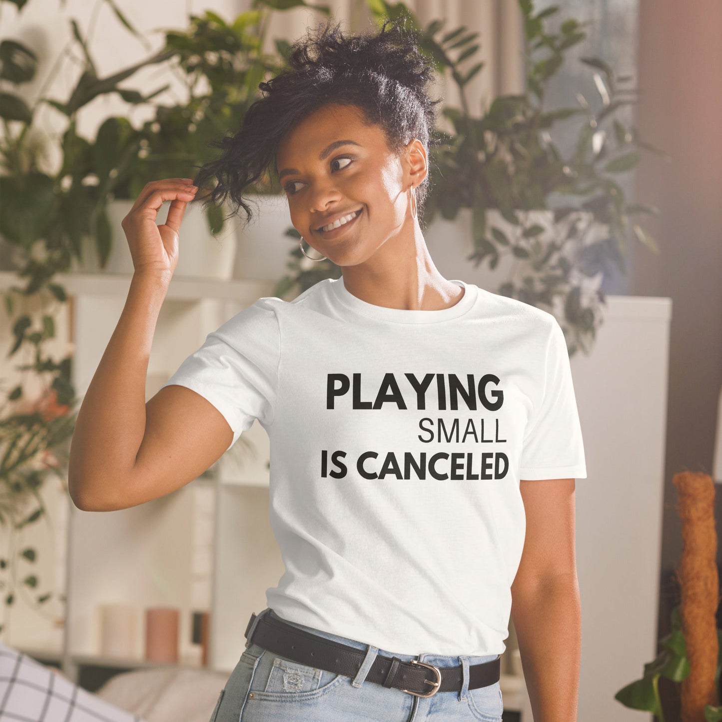 Playing Small Is Canceled Short-Sleeve Unisex T-Shirt (For a Slim Fit Order A Size Down) - Catch This Tea Shirts